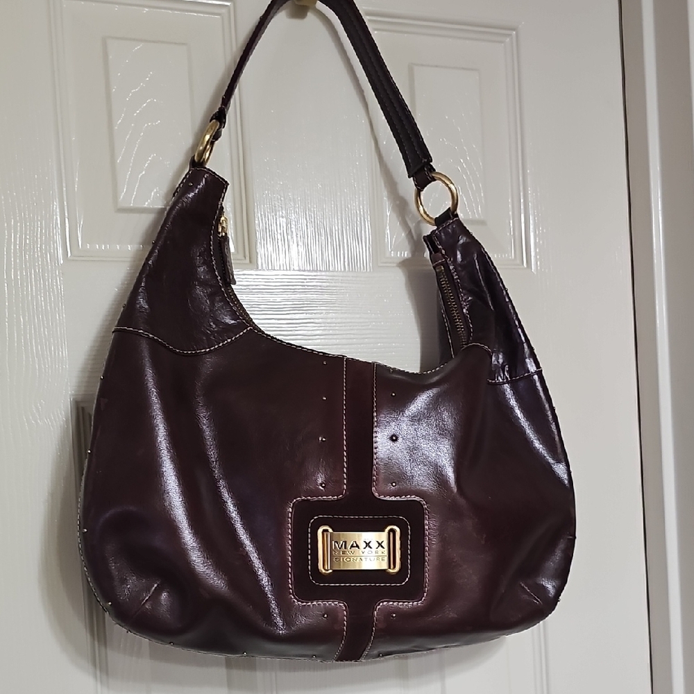 Maxx New York Dark Brown Leather Hobo Bag